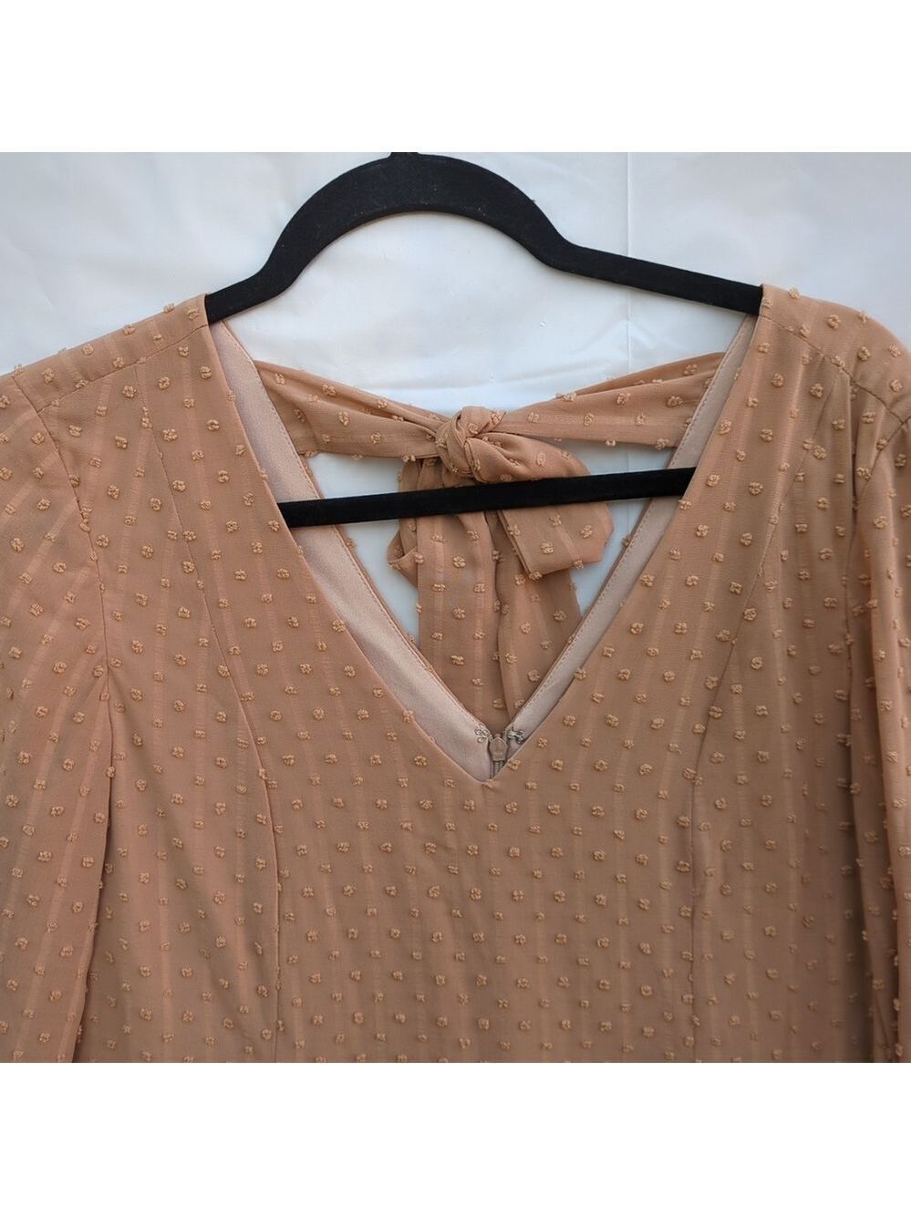 INC Shift Dress Beige V-Neck Long Sleeve Lined, Small, Oversized. - Picture 5 of 14